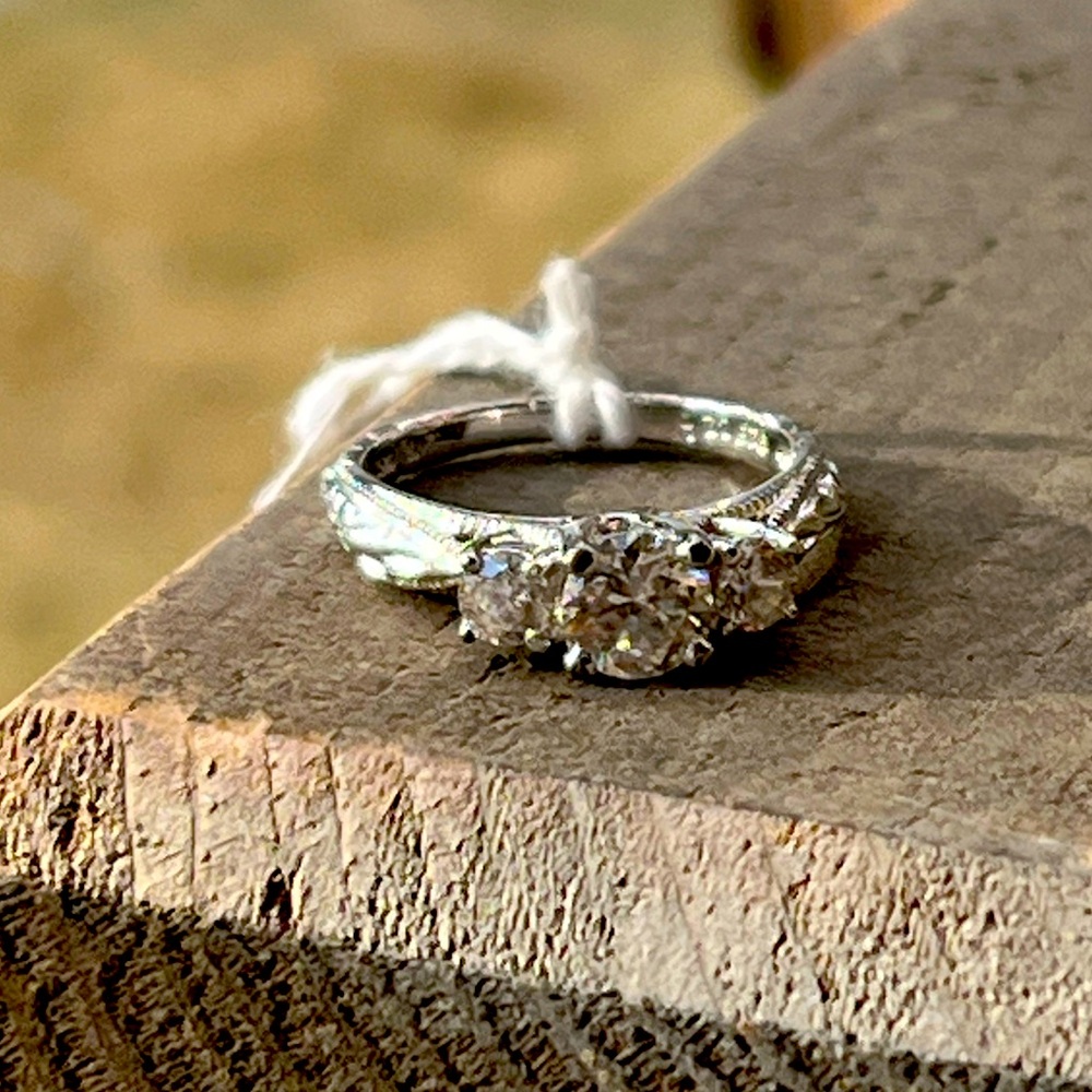 Sterling Silver CZ Engagement Ring